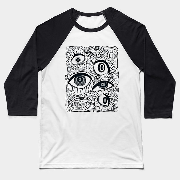 Psychedelic Eyes Baseball T-Shirt by moonie-s-shop